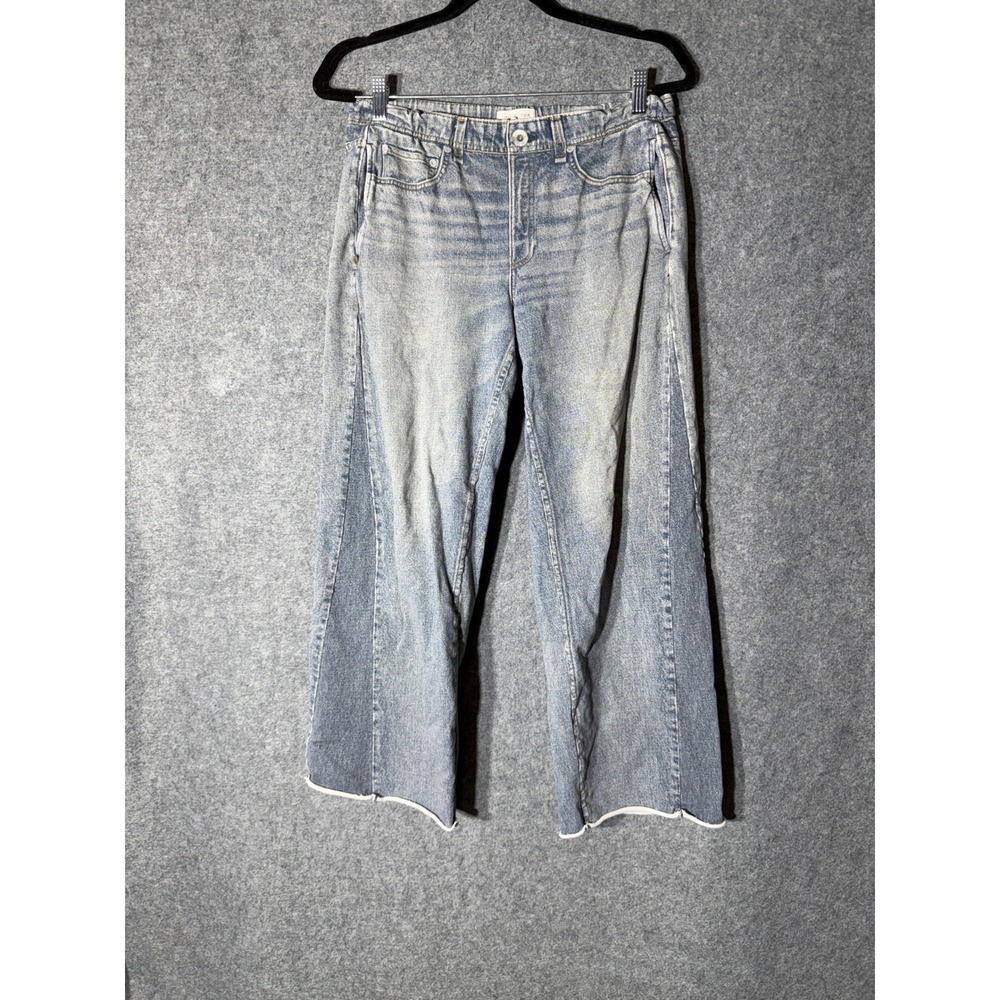 Rag & Bone Miramar Wide Leg Trompe L'oeil Denim Print Terry Pants